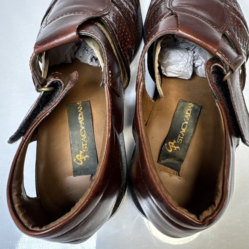 Stacy Adams Men's Brown‎ Leather Fisherman Sandals Made in India Size 9M  VGUC
